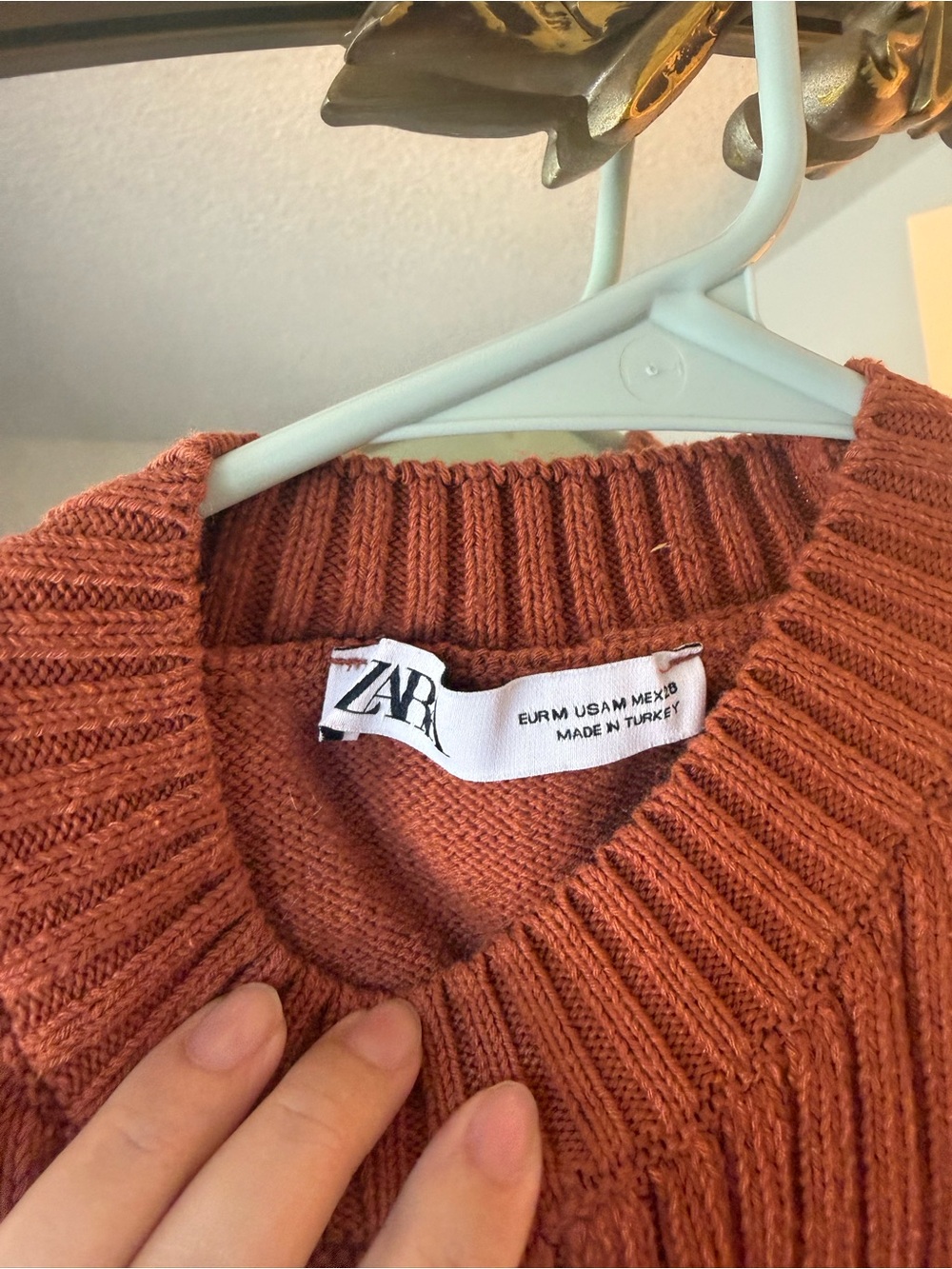 Zara Ribbed Knit Sleeveless Top Rust Orange - Picture 2 of 3